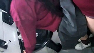 damn that mexican schoolgirl sneaks a quickie in the bathroom, ridin her classmate's cock while he films her tight pussy!