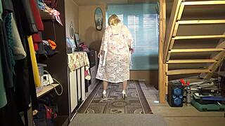 wanna see this juicy milf strip pantyhose lingerie heels slow tease