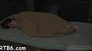 hot serf drops to knees slurps cock then rides hard