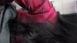 damn that mexican schoolgirl sneaks a quickie in the bathroom, ridin her classmate's cock while he films her tight pussy!