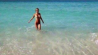 sexy monika fox naked swims fingers squirts on beach 🌊💦😘