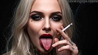 Devils puff seductive smokes with lipstick fetish and monster allure unfolding mysteriously