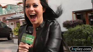 I'm trembling blindfolded as this old guy rams a thick dildo deep into my wet brunette pussy for cash