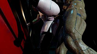 cyberpunk slut's tight asshole stretched public anal creampie doggystyle