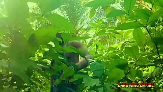 Amateur BBW college babe outdoor bush fuck vacation