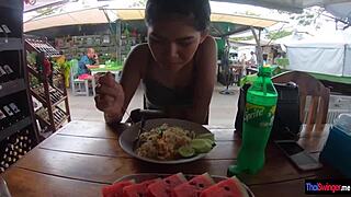 we strolled the thai market grabbed breakfast then snuck off for quickie sex