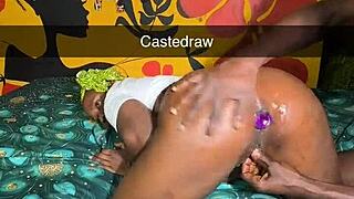 her tight asshole swallows massive anal plug deep