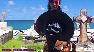 Slut Majick Dances Topless in Public Cemetery Slow Motion Tease