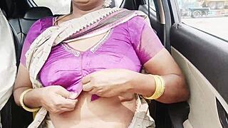aunty seduces son-in-law car drive dirty telugu sex talk