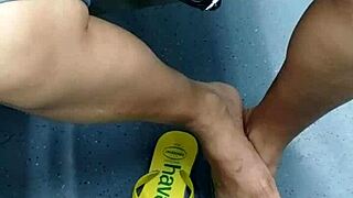 brazilian mature's flip flop play hides her voyeur foot fetish secrets