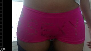 Jade's Juicy Shaved Pussy Flashes Wild In Homemade Lingerie!