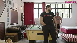 straight bodybuilder neighbors jerk monster cocks and balls together