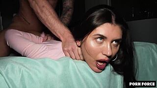 watch his petite girl get monster cock destroyed right before him