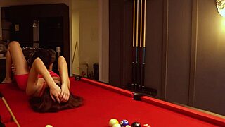 scort rides juicy pussy over pool table 💦