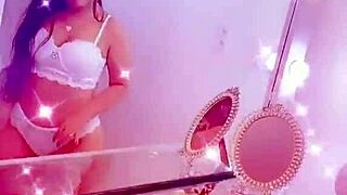 queen bee brunette tanned wife in lingerie creampie cock