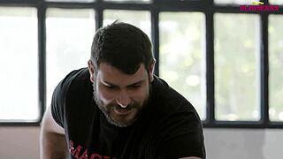 straight bodybuilder neighbors jerk monster cocks and balls together