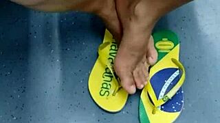 brazilian mature's flip flop play hides her voyeur foot fetish secrets