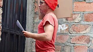 hey i couldn't resist that sexy delivery guy's monster cock up my ass...