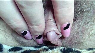 huge clit jerked super close-up homemade orgasm