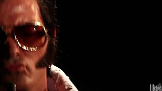 Blonde Elvis Parody Threesome Spits And Sucks Tits