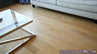 teen stepsis spits massive interracial cumshot after hardcore blowjob