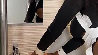 ebony maid caught riding boss cock, full vid?