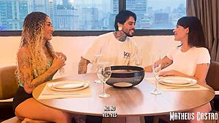 bruninha surfista stellar threesome sex game prize in tight apartment