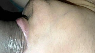 stepbrother rubs smooth wet pussy then fucks her bent over bed