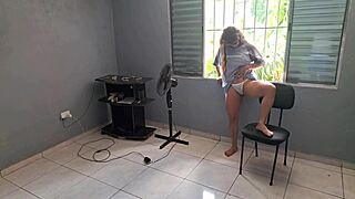 caught my neighbor spying so i teased my pussy for him