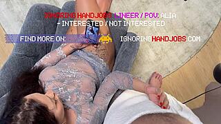 hottest petite brunette art teacher teases big cock student with handjob no orgasm allowed