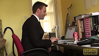 Kimmie Foxx bound and begging as pascal rams her inked ass hardcore