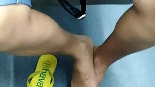 brazilian mature's flip flop play hides her voyeur foot fetish secrets