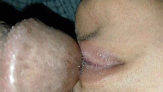 stepbrother rubs smooth wet pussy then fucks her bent over bed