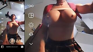 hey check this futanari trap testing huge filters on big tits 😜