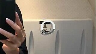 flight attendant sneaks to bathroom for public camsoda cam voyeur session