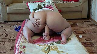 Chubby milf gapes pussy with speculum dildo