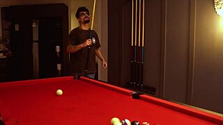 scort rides juicy pussy over pool table 💦