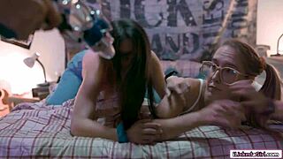 nerd babe shares intimate scissoring moment with bff