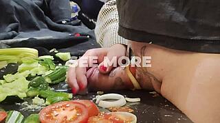 Extreme Urethral Torment with Dick and Cucumber in Kitchen