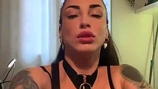 tattooed brunette dances sexy to dildo orgasm