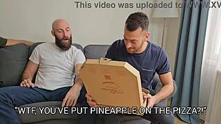 wet pizza delivery bile star takes 3on1 dp dap pee drink messy cum mouthful