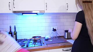 me and two sluts deepthroat big cocks then kitchen group creampie fun!