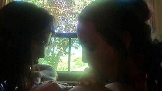 Guy enjoys girlfriend and cousin's intimate kissing and fun together