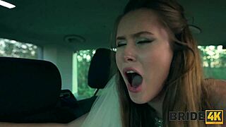 Bride4k: Sexy Teen Bride's Car Threesome with Natural Tits Bouncing