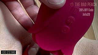 A Brazilian milf swears this tiny toy vibrator sucks her soul out during squirting orgasm.