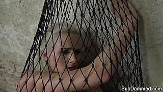 Dominated euro slave bound humiliated by rough maledom