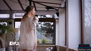 perfect petite russian diana lark strips solo for playboy