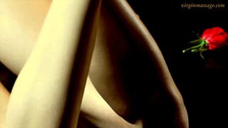 cute petite hairy virgin vika's first oiled massage teases beaver