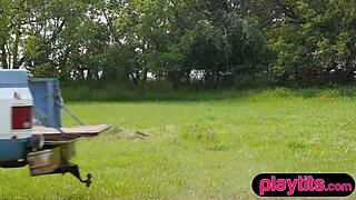 Big Ass Blonde Milf Strips Nude Outdoors!