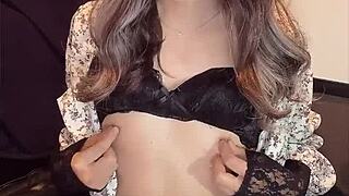 japanese ladyboy in dress crossdresses quietly masturbating her cute ass solo